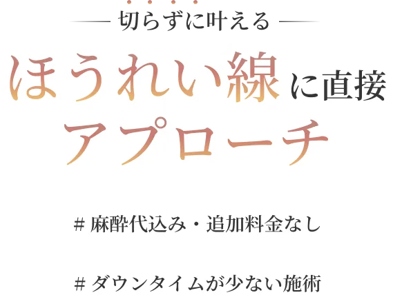 切らずにかなえる ほうれい線に直接アプローチ #麻酔代込み・追加料金なし #ダウンタイムが少ない施術